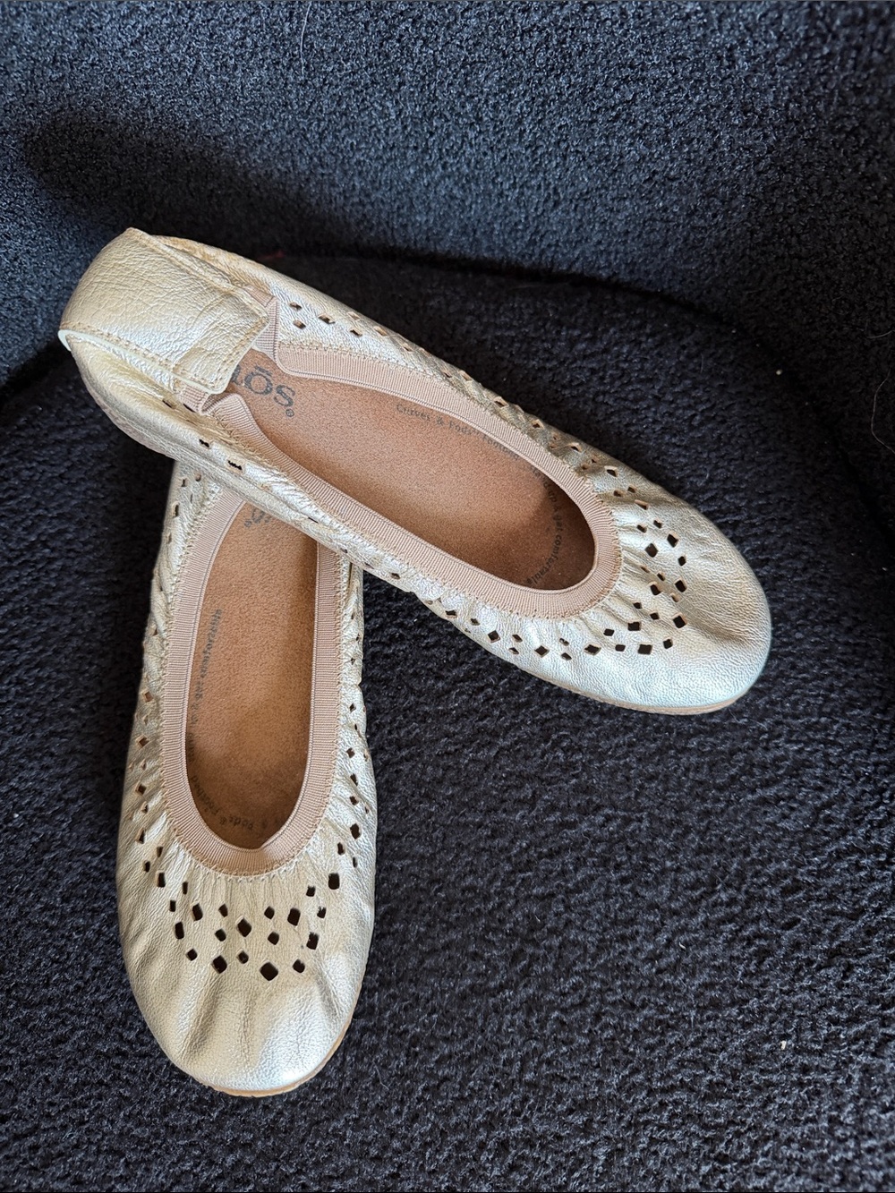 Taos Perforated Gold Leather Ballet Flats